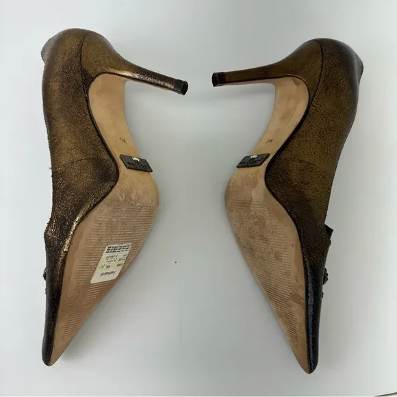 Bridget Shuster pumps Bronce tarnish Pointed Toe Flour De Lis baroque vampire