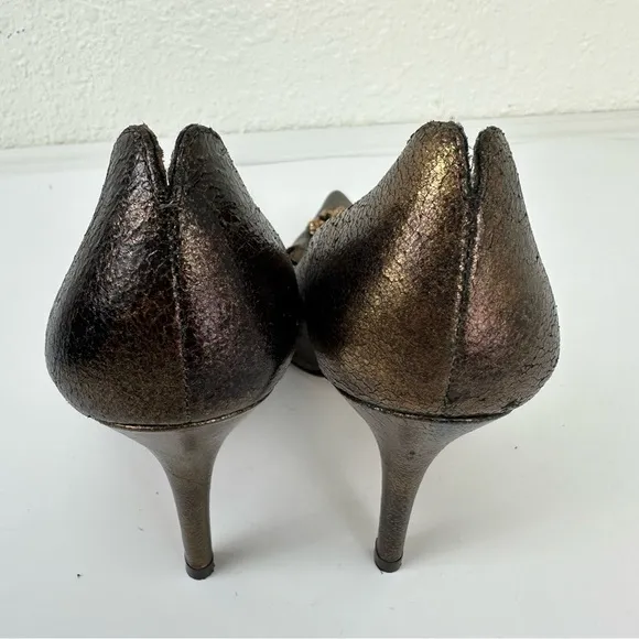 Bridget Shuster pumps Bronce tarnish Pointed Toe Flour De Lis baroque vampire