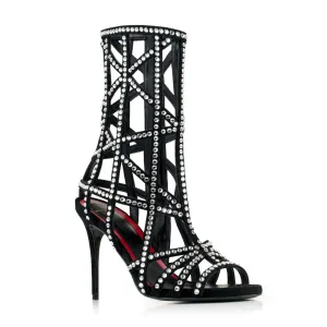 Cage Booties 100 Mm Black Matt Leather