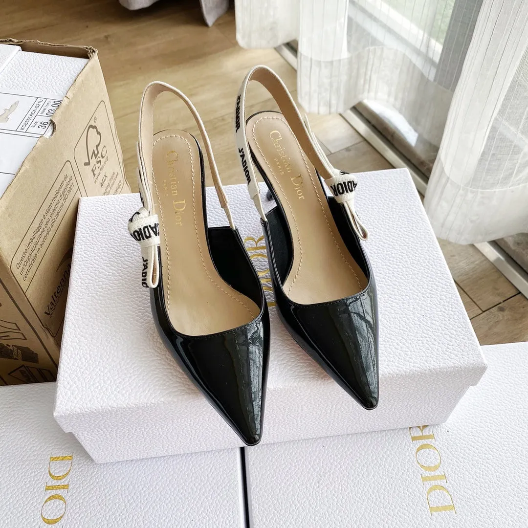 cd slingback pumps 65 black patent calfskin