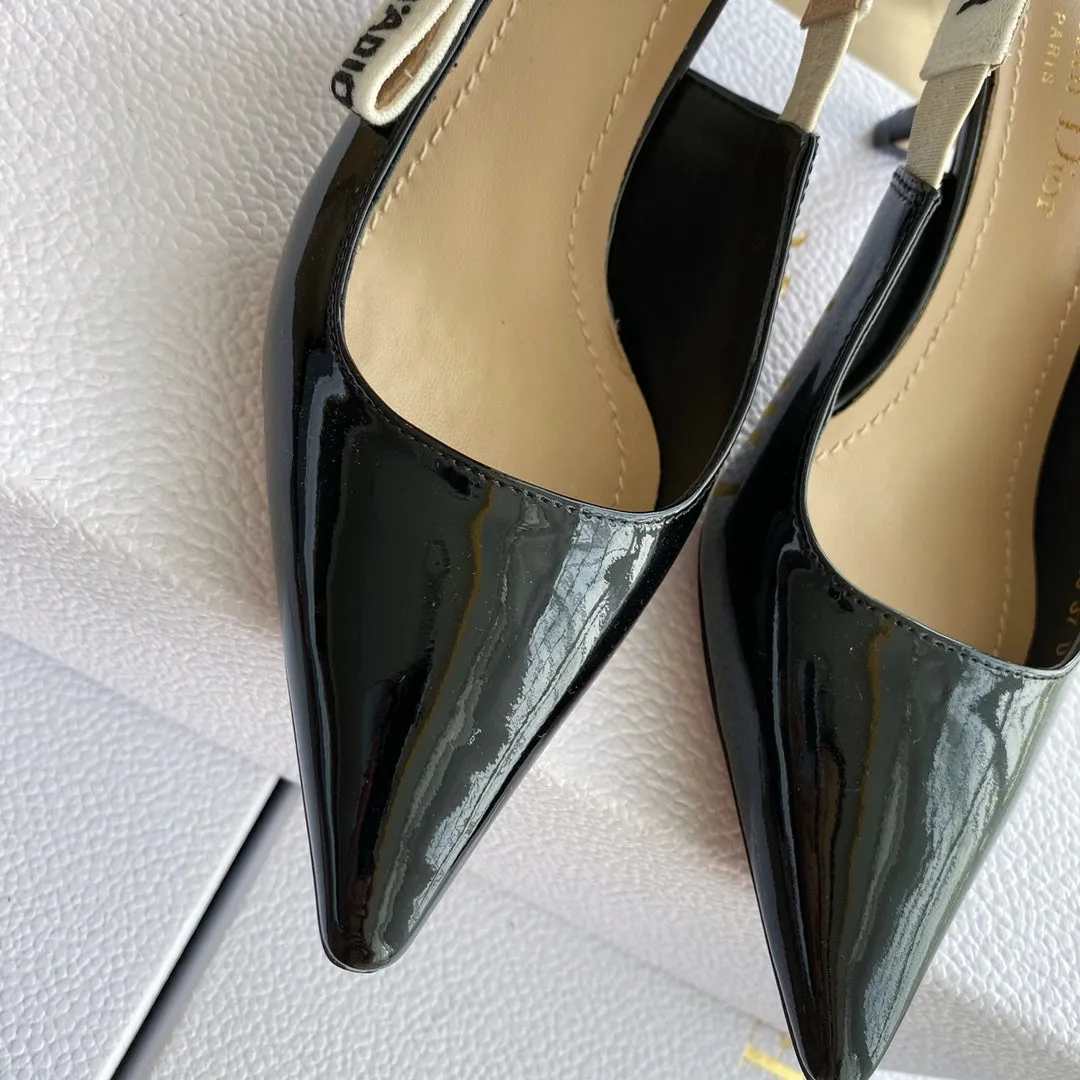 cd slingback pumps 65 black patent calfskin
