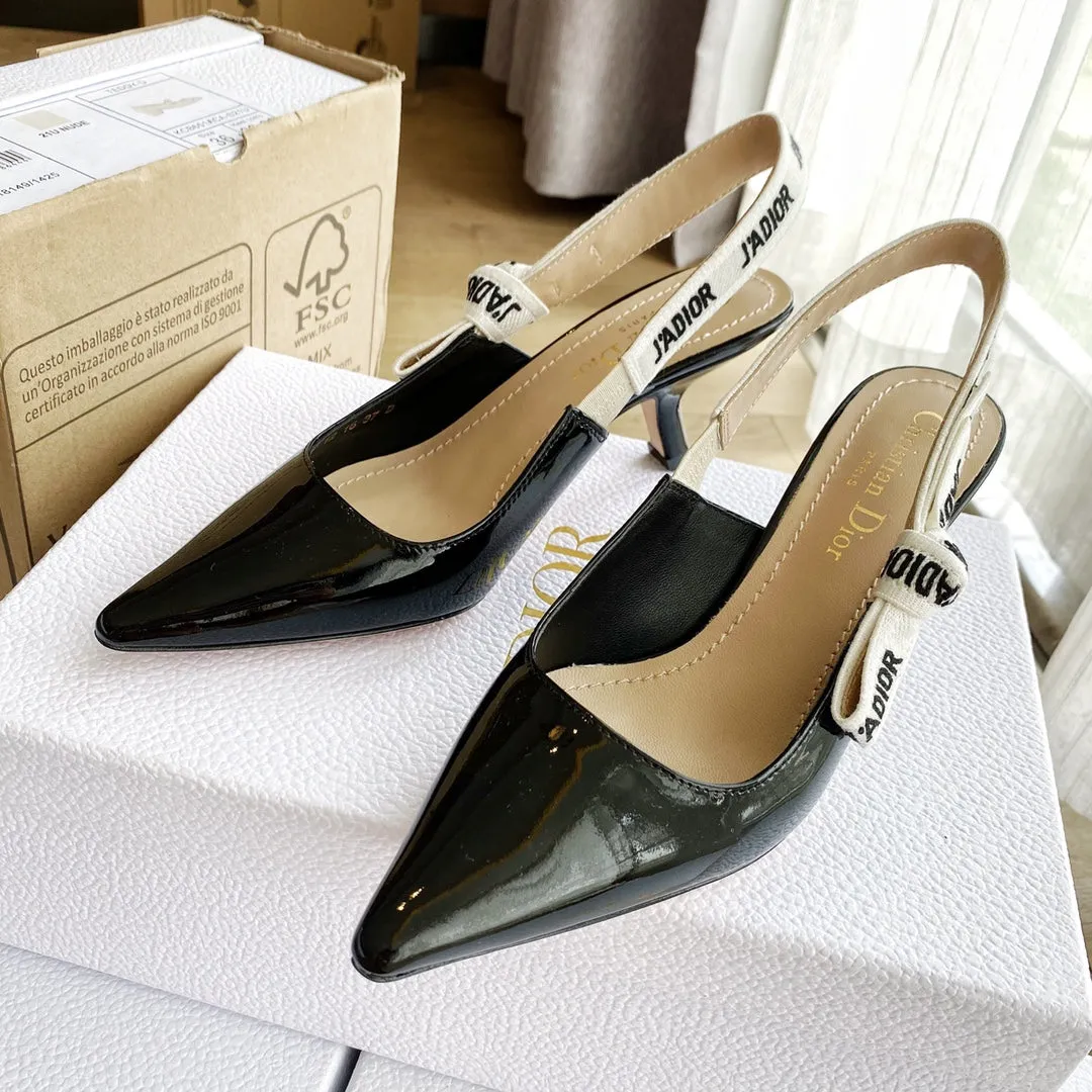 cd slingback pumps 65 black patent calfskin