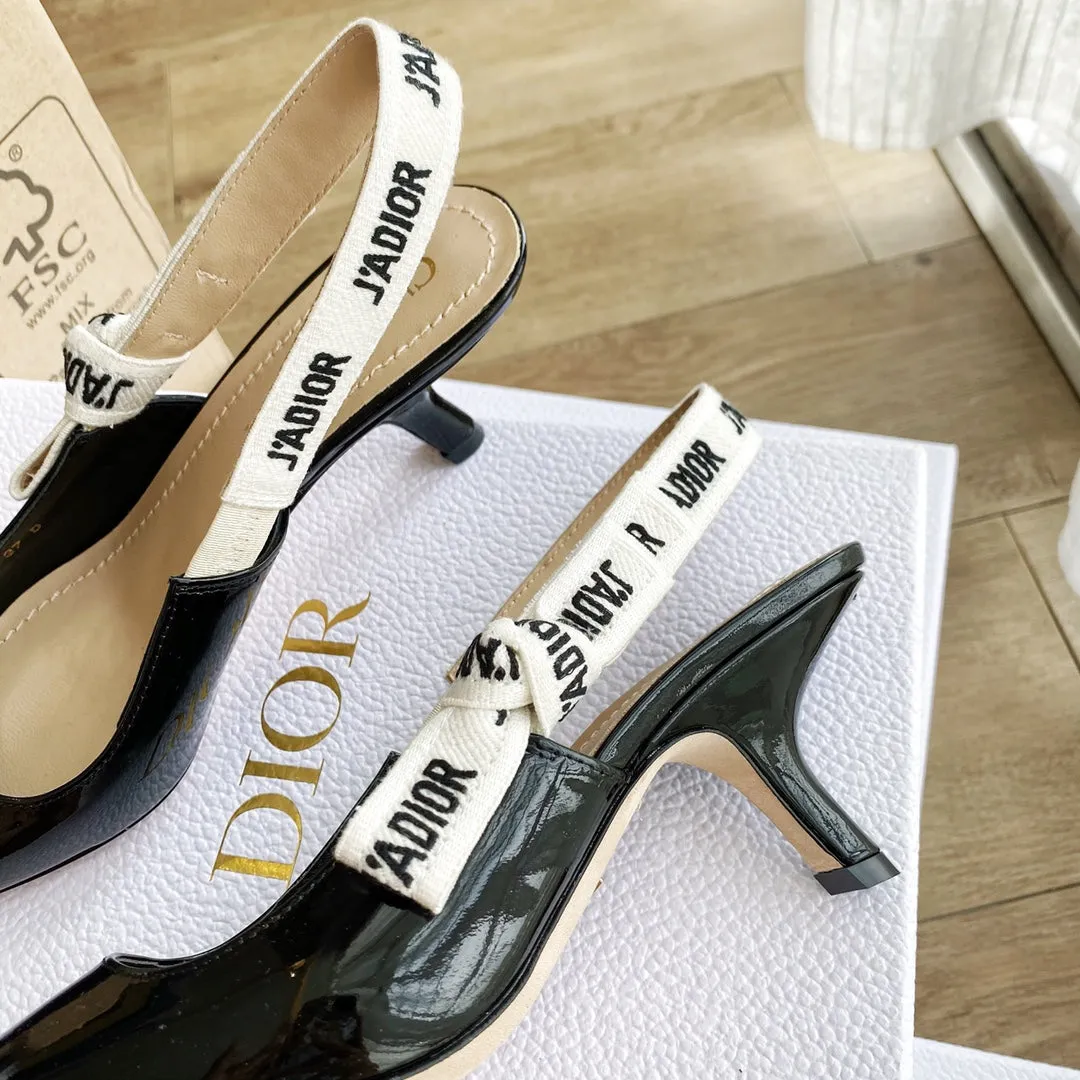 cd slingback pumps 65 black patent calfskin