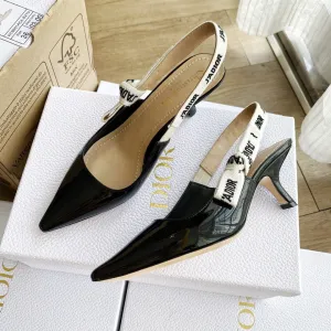 cd slingback pumps 65 black patent calfskin