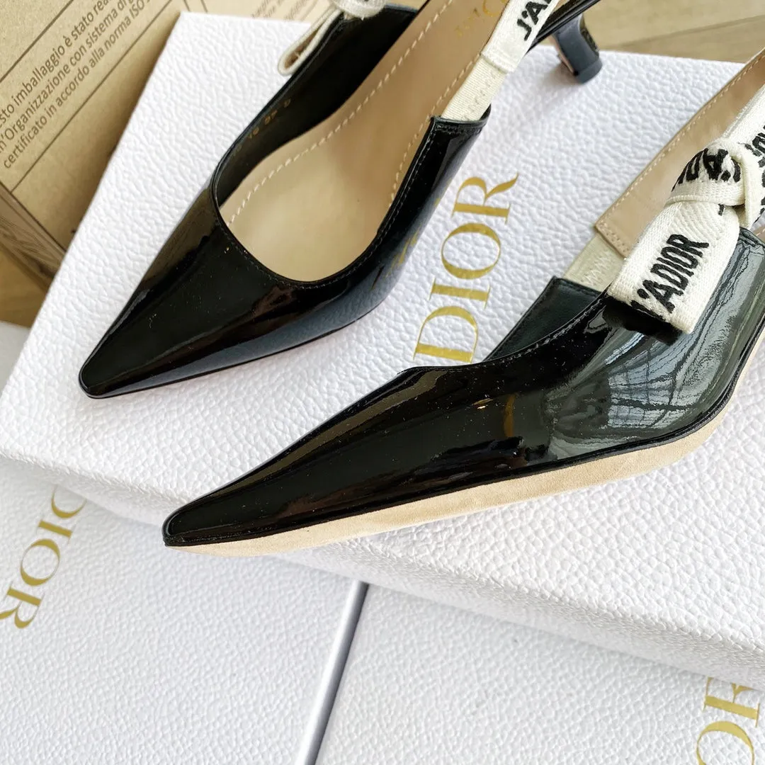 cd slingback pumps 65 black patent calfskin