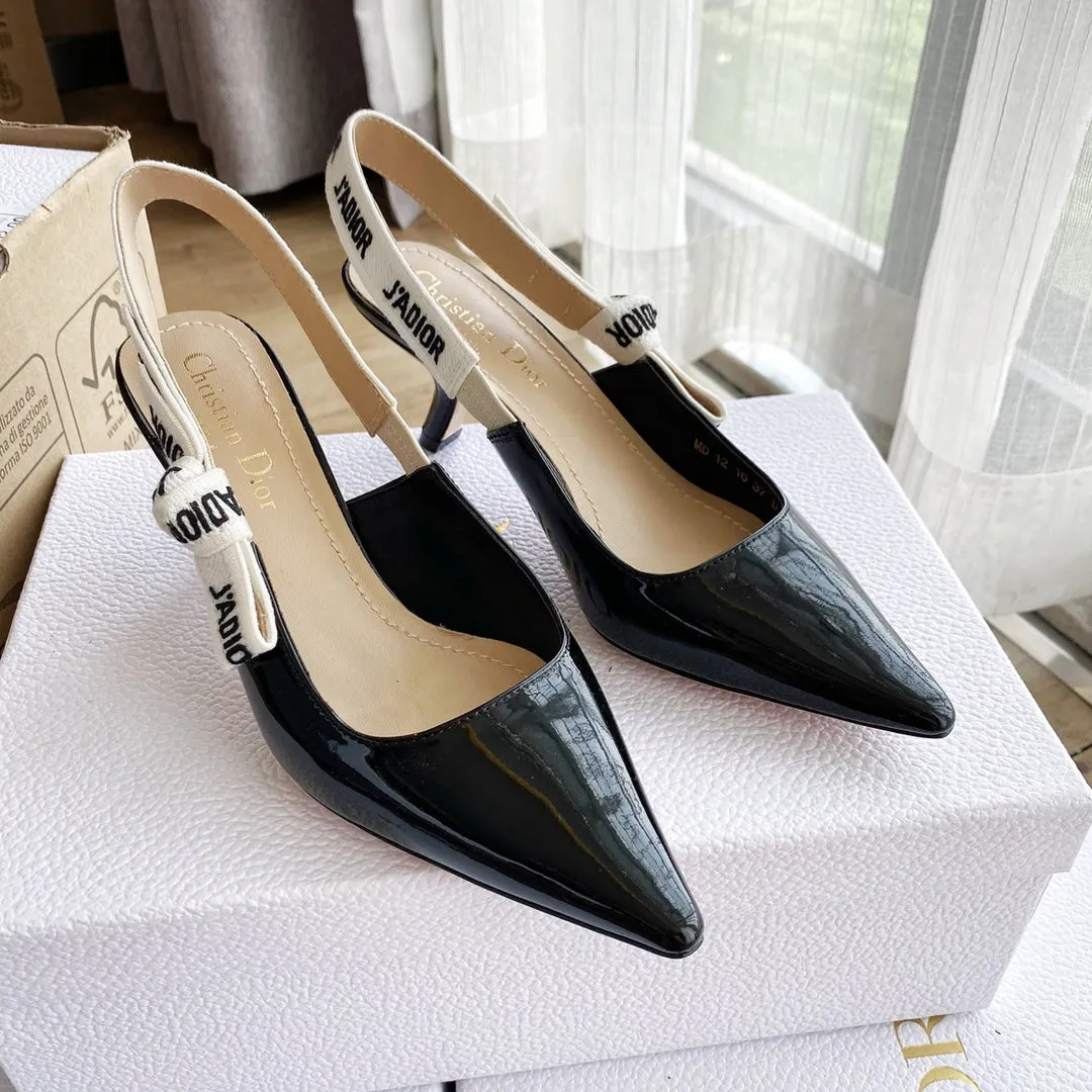 cd slingback pumps 65 black patent calfskin