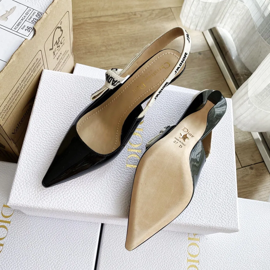 cd slingback pumps 65 black patent calfskin