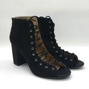 Chinese Laundry Black Lace-Up Gladiator Open Toe Heeled Booties Size 8.5M