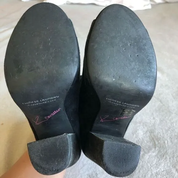 Chinese Laundry by Kristin Cavallari Black Suede Laurel Peep Toe Bootie