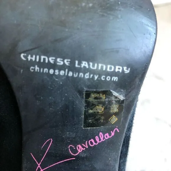 Chinese Laundry by Kristin Cavallari Black Suede Laurel Peep Toe Bootie