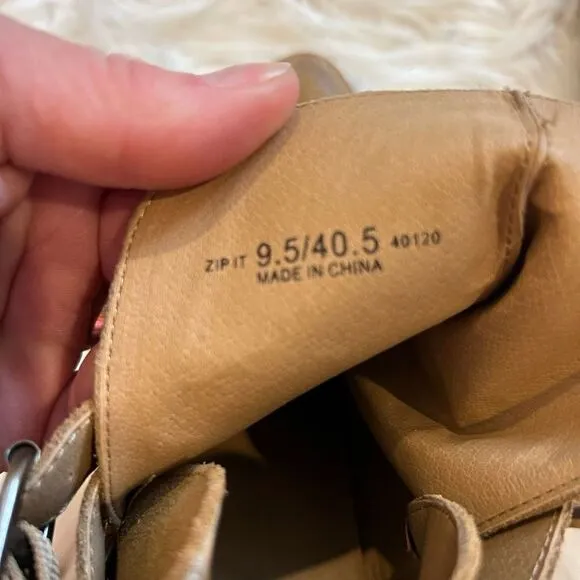 Chinese Laundry zip it dark camel brown suede bootie size 9.5