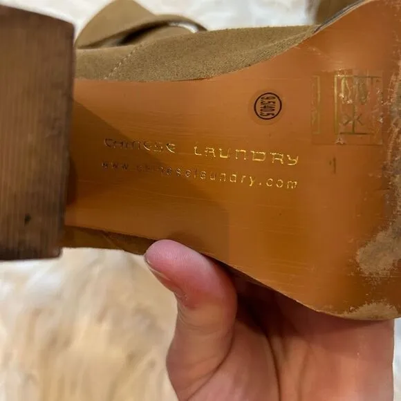 Chinese Laundry zip it dark camel brown suede bootie size 9.5