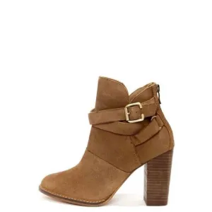 Chinese Laundry zip it dark camel brown suede bootie size 9.5