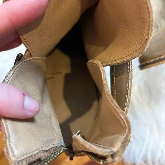 Chinese Laundry zip it dark camel brown suede bootie size 9.5