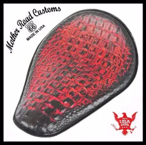 Chopper Harley Sportster Spring Solo Seat Motorcycle 11x14 Ant Red Alligator USA