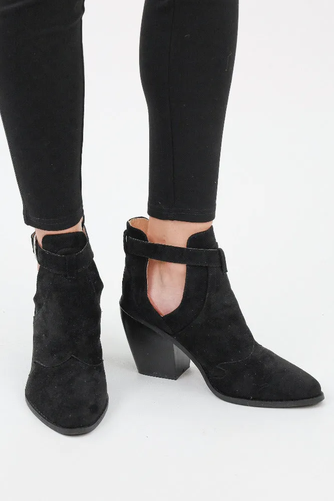 Chunky High Heel Buckle Booties