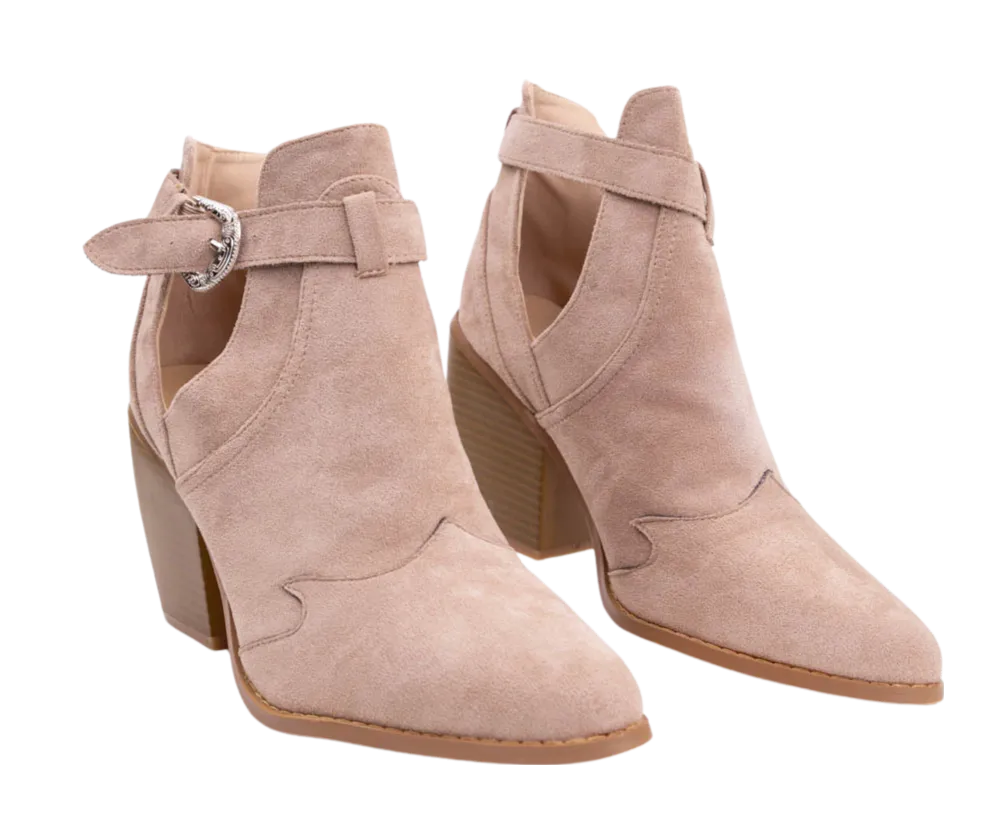 Chunky High Heel Buckle Booties