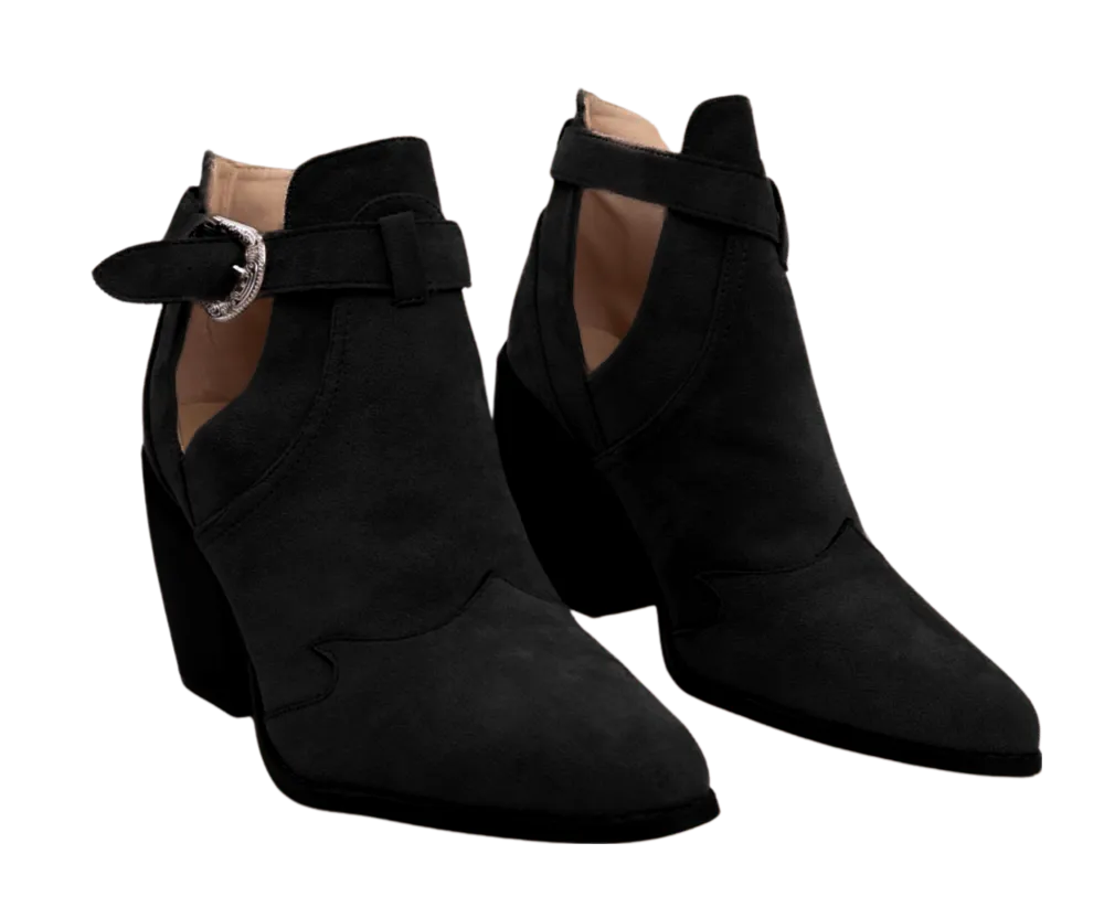 Chunky High Heel Buckle Booties