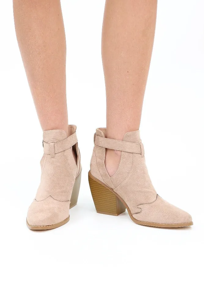 Chunky High Heel Buckle Booties