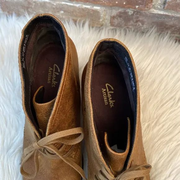 Clarks Artisan Alpine Melt Cognac Leather Booties, Size 11M