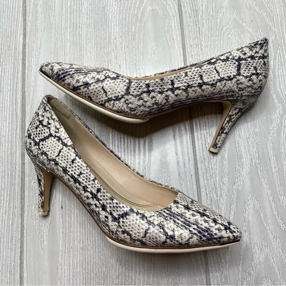COLE HAAN GRAND AMBITION SNAKE PRINT EMBOSSED LEATHER POINTED TOE PUMPS SIZE 9