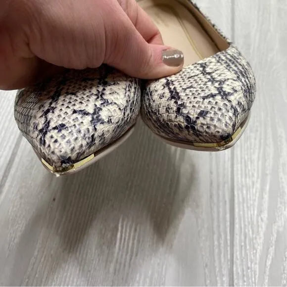 COLE HAAN GRAND AMBITION SNAKE PRINT EMBOSSED LEATHER POINTED TOE PUMPS SIZE 9