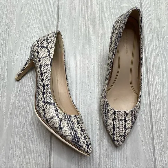COLE HAAN GRAND AMBITION SNAKE PRINT EMBOSSED LEATHER POINTED TOE PUMPS SIZE 9