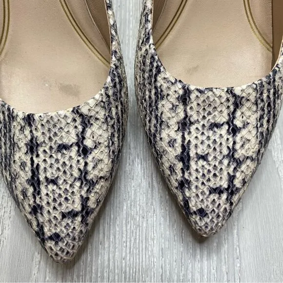 COLE HAAN GRAND AMBITION SNAKE PRINT EMBOSSED LEATHER POINTED TOE PUMPS SIZE 9