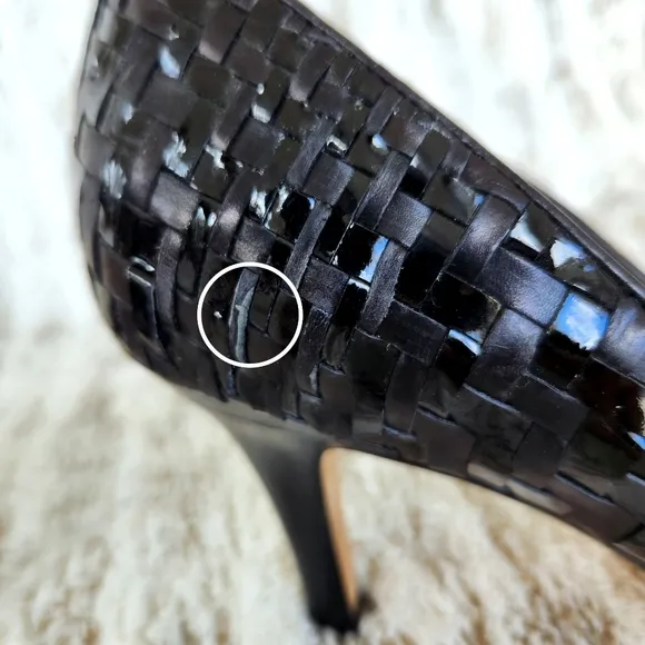 Cole Haan Nike Air &quot;Genevieve&quot; Peep Toe Pump Heels Black Leather Womens Size 8.5