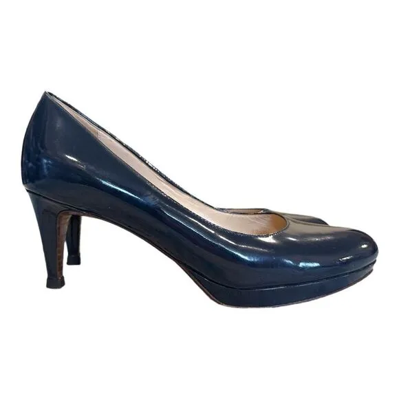 Cole Haan NikeAir Women's Slip On Patent Leather Heels Pumps Navy Blue Size 9B