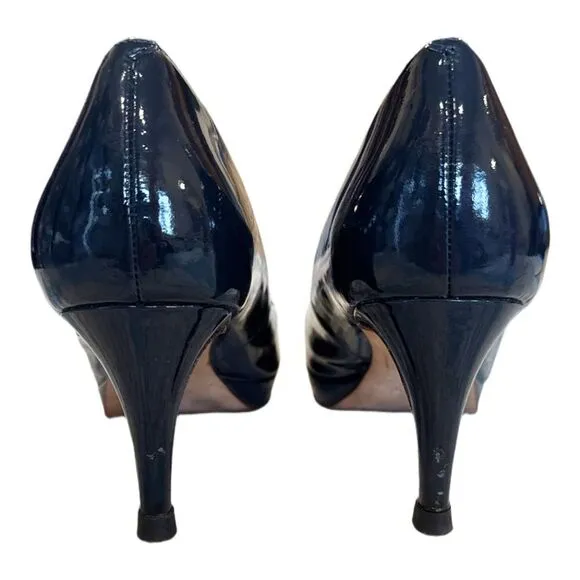 Cole Haan NikeAir Women's Slip On Patent Leather Heels Pumps Navy Blue Size 9B