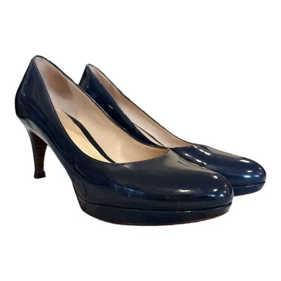 Cole Haan NikeAir Women's Slip On Patent Leather Heels Pumps Navy Blue Size 9B