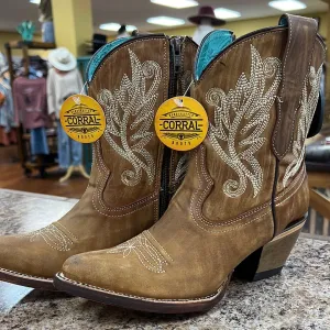 Corral Golden Embroidery Ankle Boot