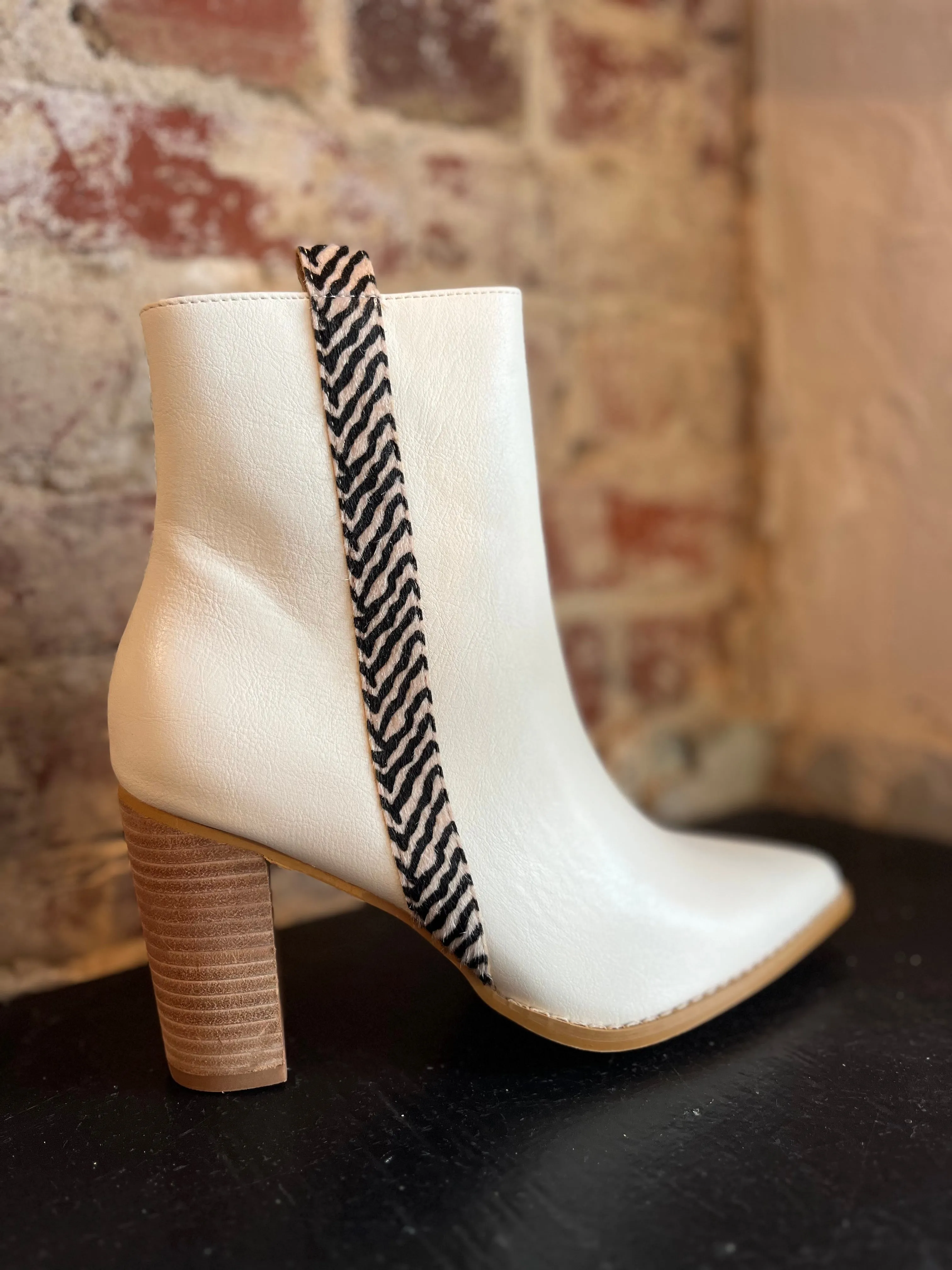 Cream Accent Ankle Boots