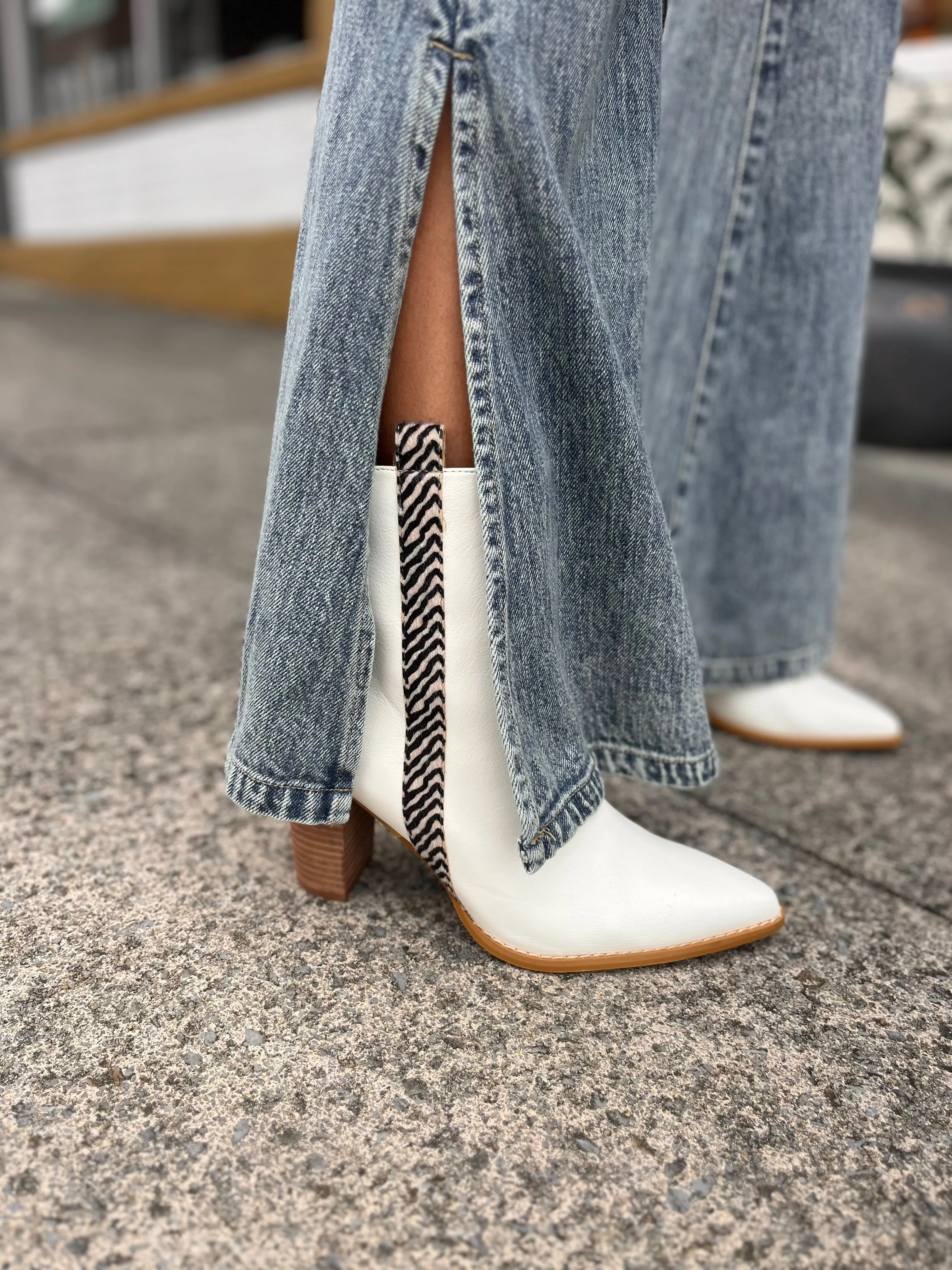 Cream Accent Ankle Boots