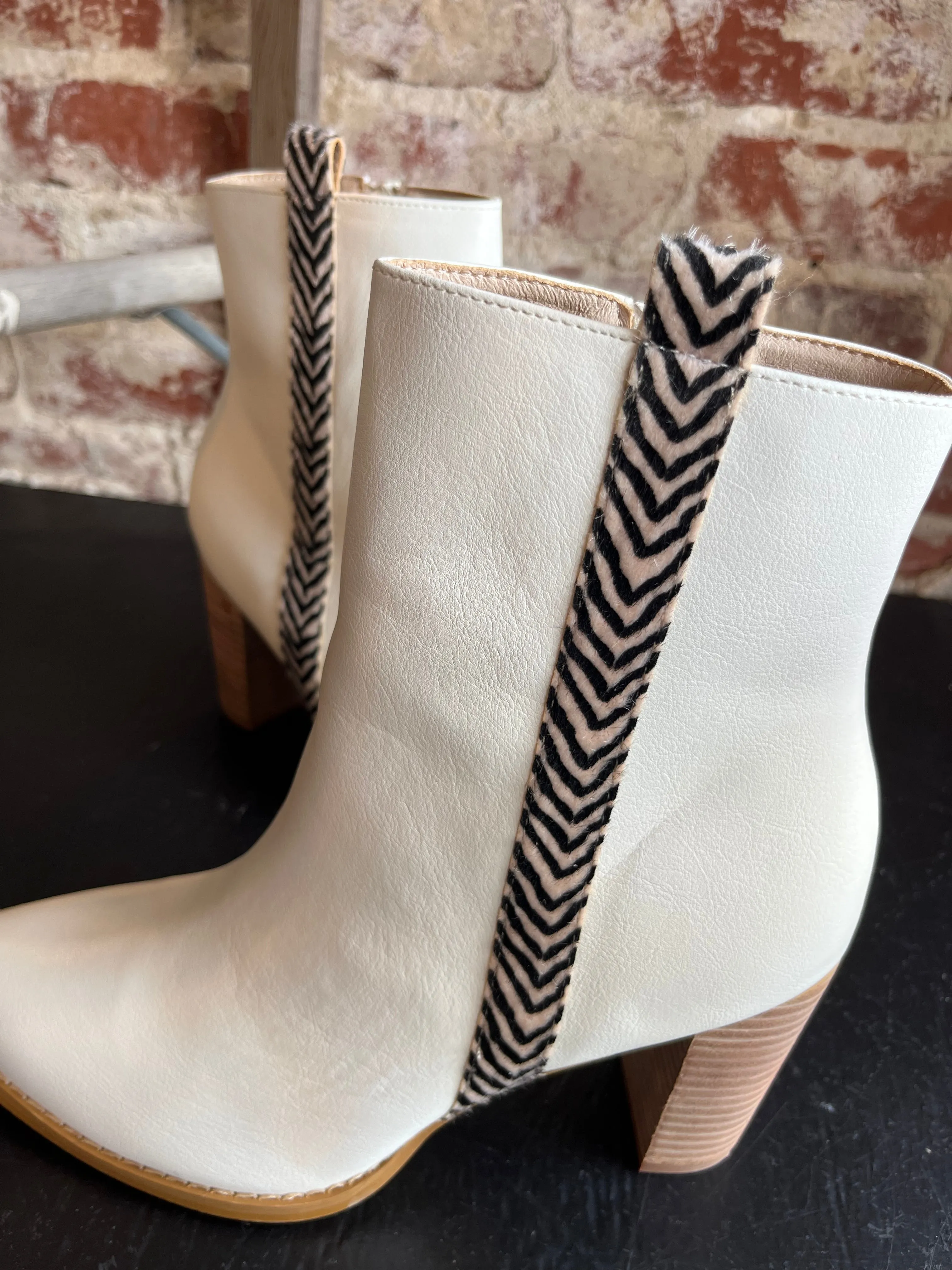 Cream Accent Ankle Boots
