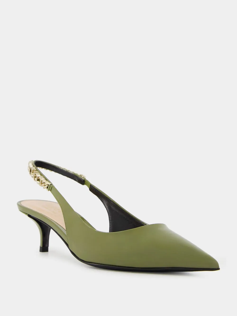 Dark Green Patent Leather Signoria Slingback Pumps