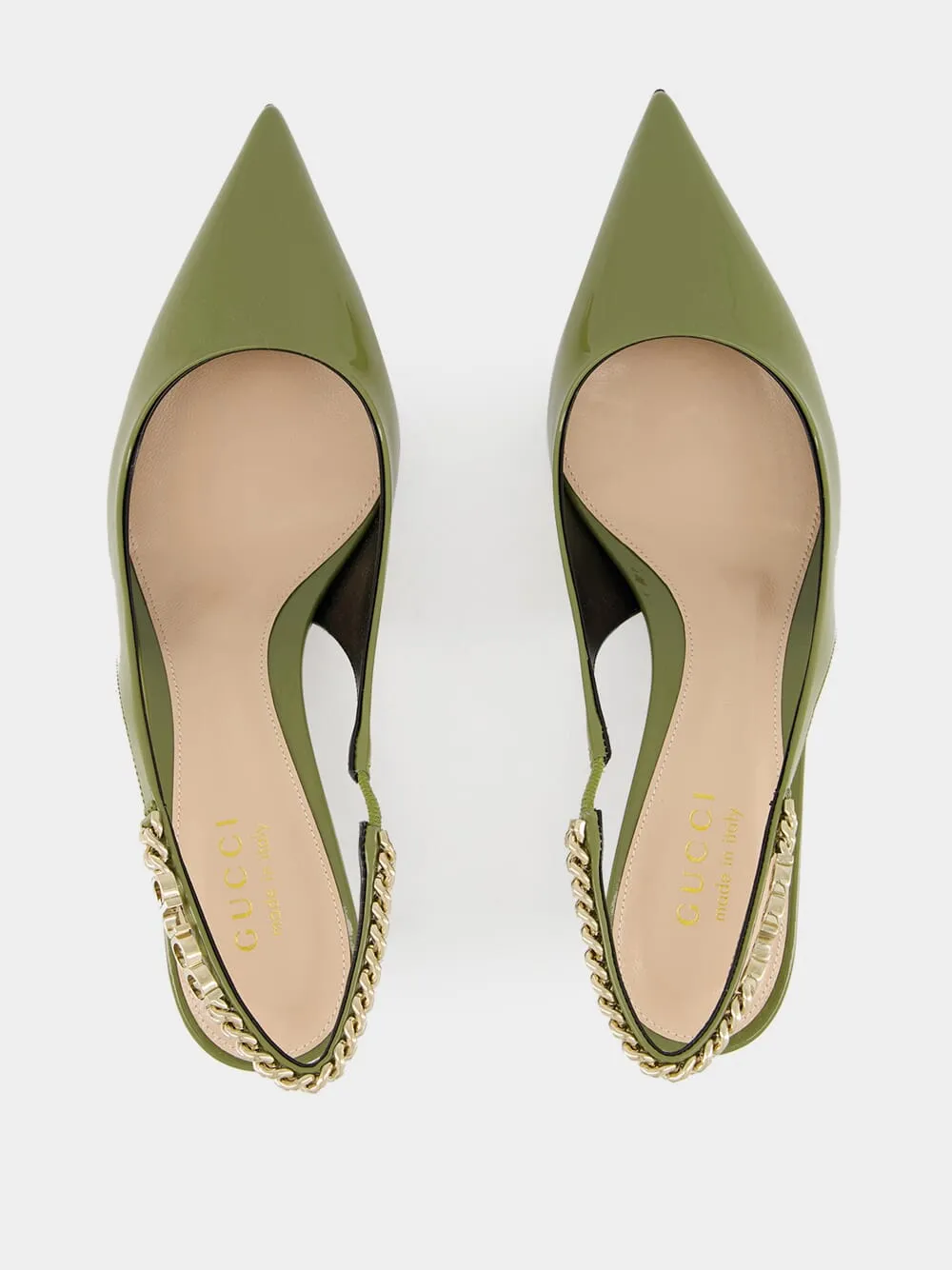 Dark Green Patent Leather Signoria Slingback Pumps