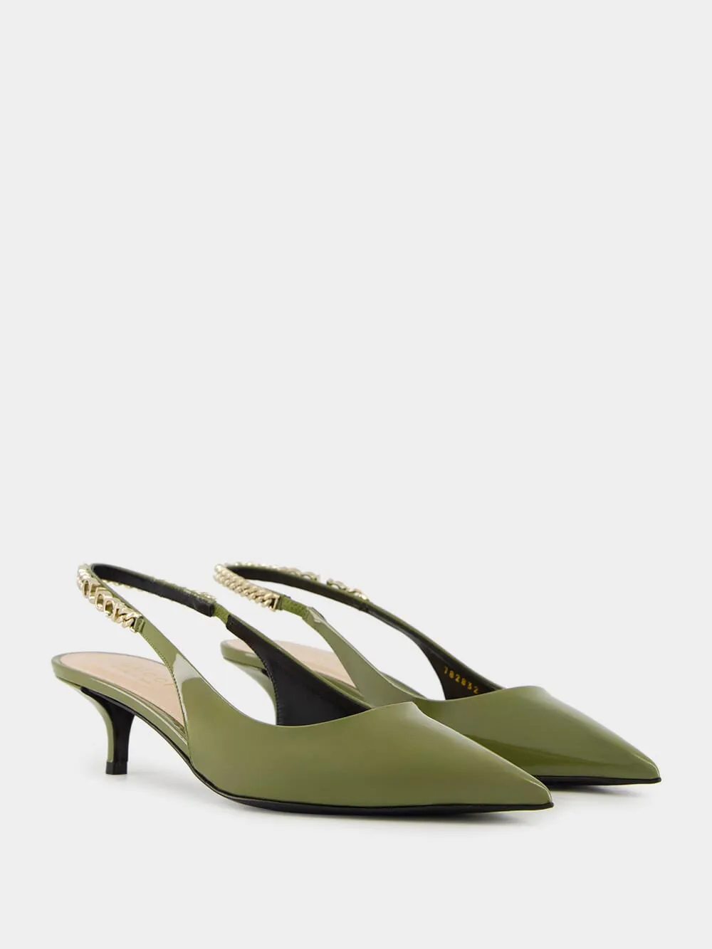 Dark Green Patent Leather Signoria Slingback Pumps