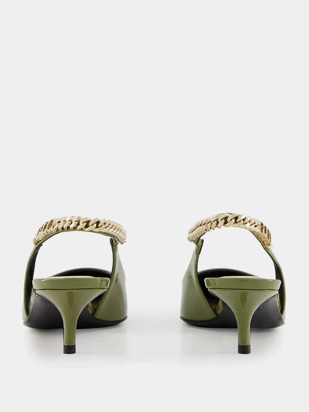 Dark Green Patent Leather Signoria Slingback Pumps