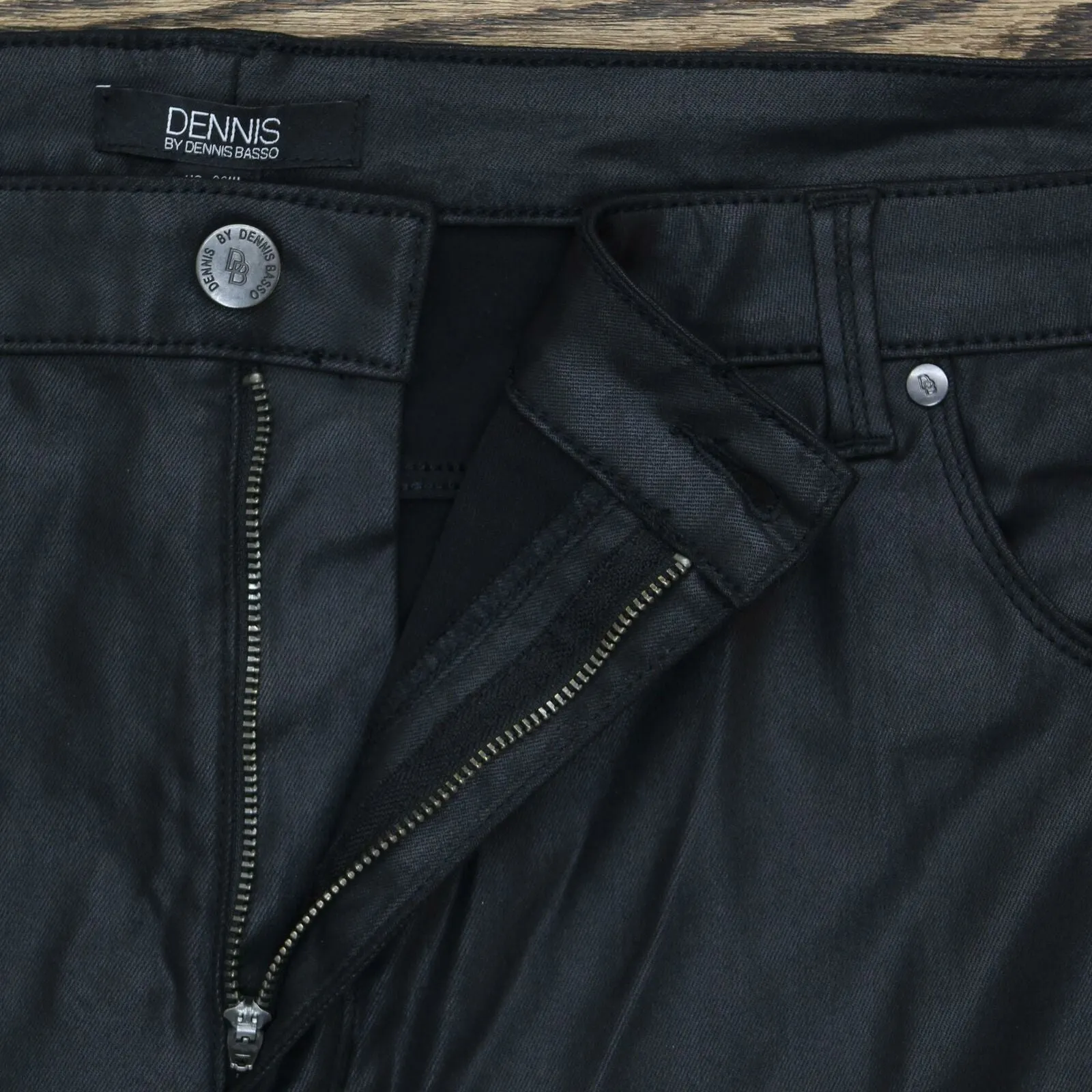 Dennis Basso Plus Size Stretch Coated Denim Slim Leg Jeans
