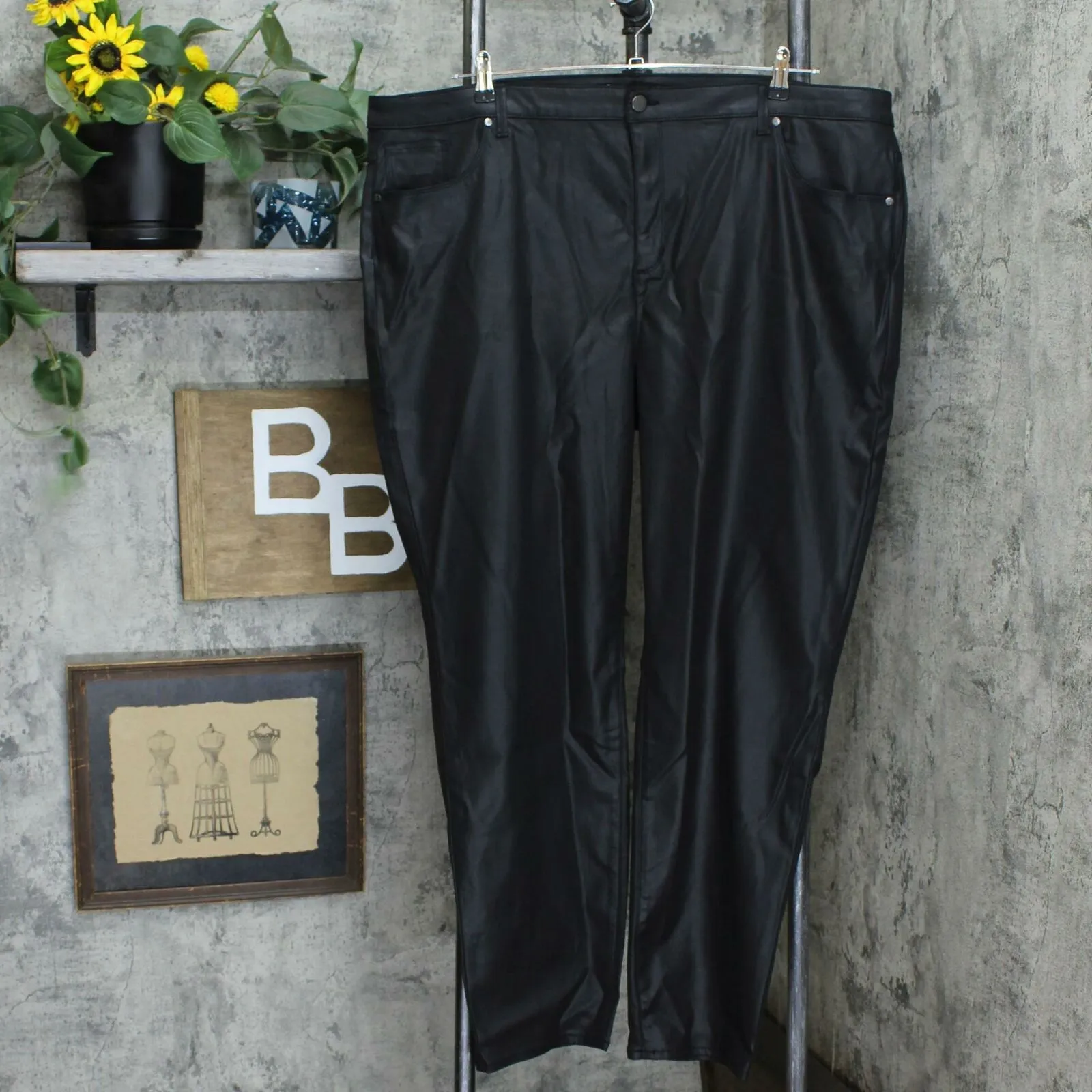 Dennis Basso Plus Size Stretch Coated Denim Slim Leg Jeans
