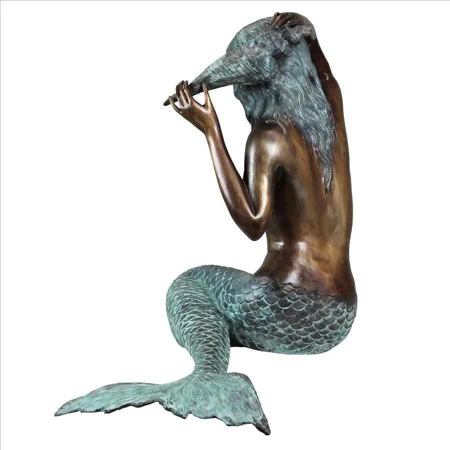 Design Toscano- Mermaid of the Isle of Capri Piped Bronze Garden Statue: Large