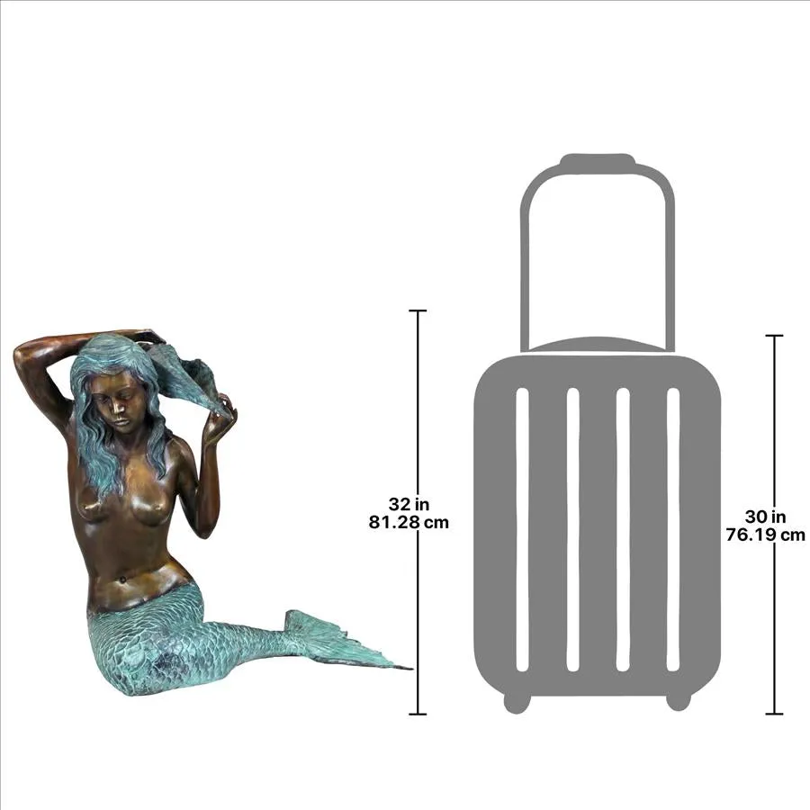 Design Toscano- Mermaid of the Isle of Capri Piped Bronze Garden Statue: Large