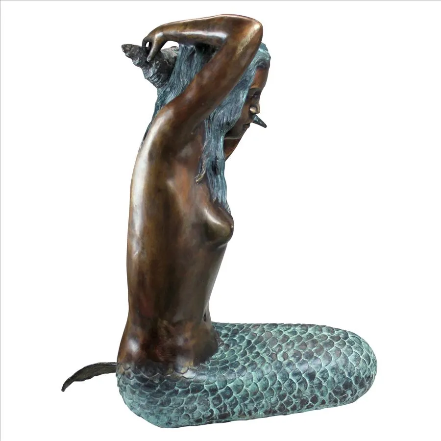 Design Toscano- Mermaid of the Isle of Capri Piped Bronze Garden Statue: Large
