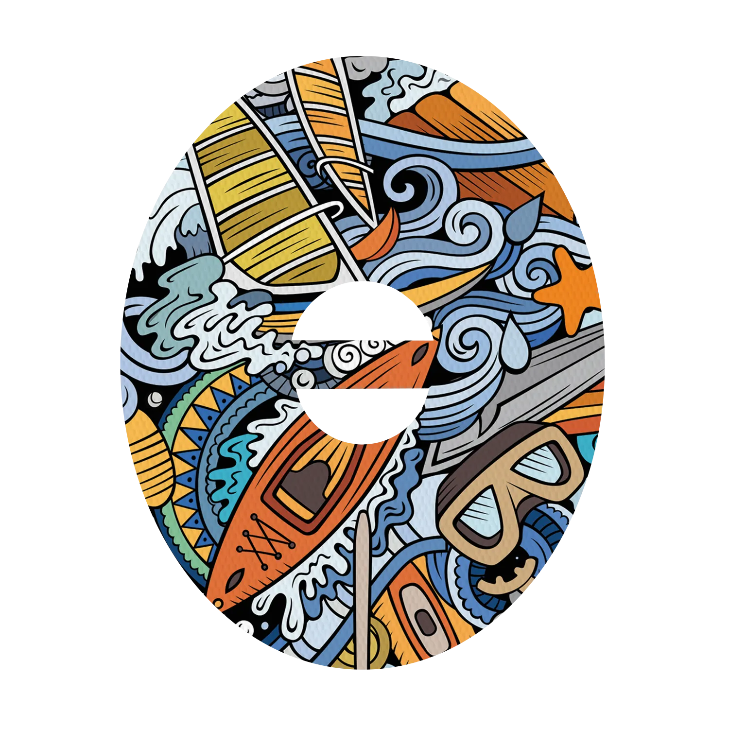 Dexcom Watersport Doodles Design Patches