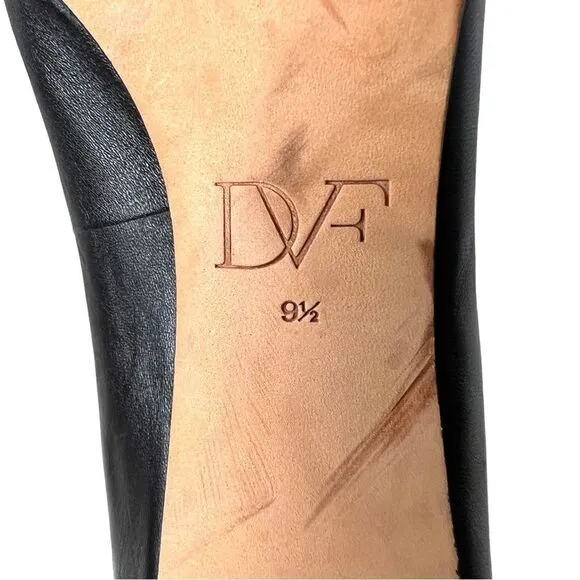 DIANE VON FURSTENBURG Olee Black Leather Pumps in Black Size 9.5