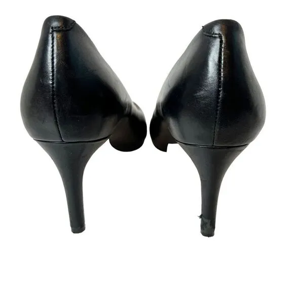 DIANE VON FURSTENBURG Olee Black Leather Pumps in Black Size 9.5