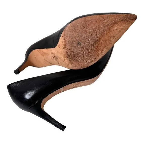 DIANE VON FURSTENBURG Olee Black Leather Pumps in Black Size 9.5