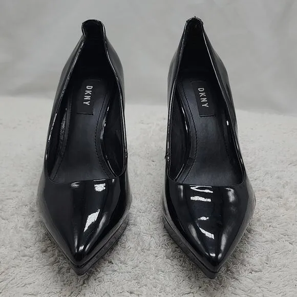 DKNY■STYLE LEXIE■POINTED TOE CLASSIC PUMP■BLACK PATEN-LEATHER■LADIES SIZE 6■GUC